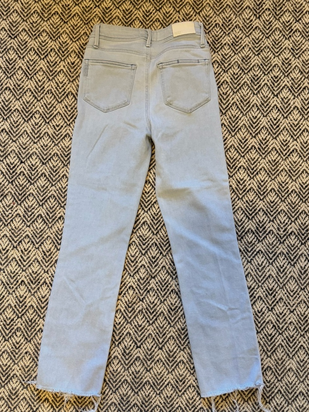 PAIGE Cindy Ultra High Rise Slim Straight Jeans 25 Light Wash Raw Hem - Picture 7 of 9
